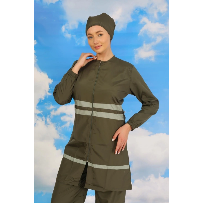 Kadın Tam Tesettür Mayo Haki