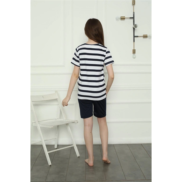 Kız Çocuk Penye Şortlu Pijama Takım Lacivert