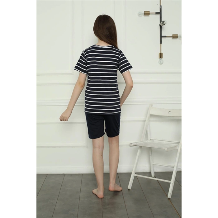 Kız Çocuk Penye Şortlu Pijama Takım Lacivert