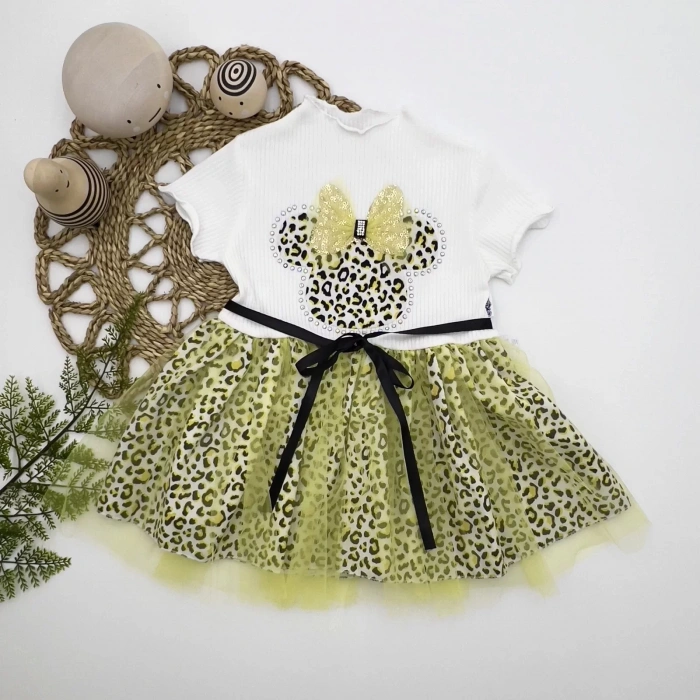 Lenaca 1-2-3 Yaş Fiyonklu  Astarlı Etekli Kız Bebek Tütü Elbisesi