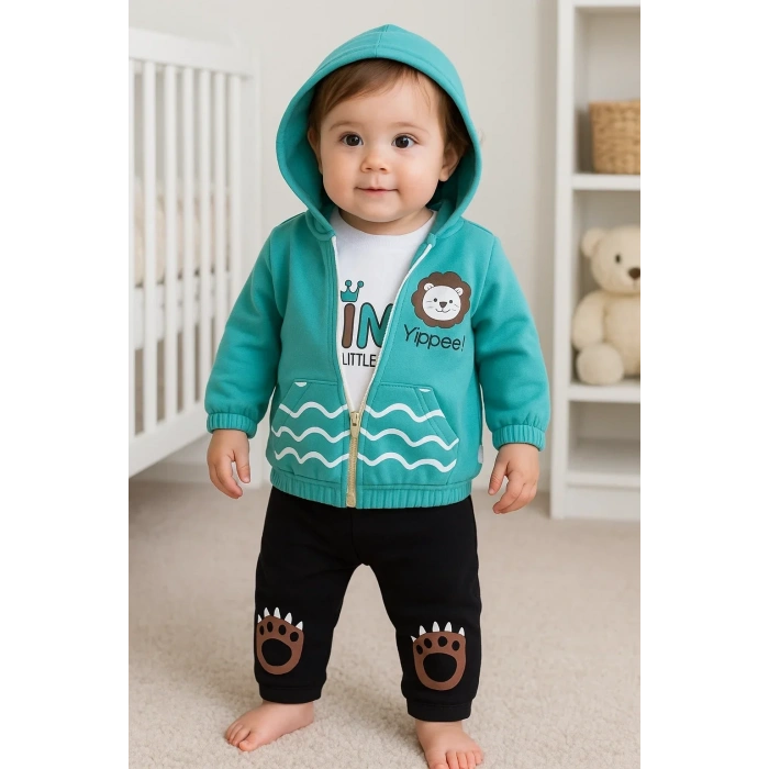 Lenaca Aslan Desenli 3lü Erkek Bebek Takımı