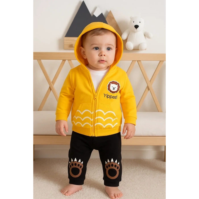 Lenaca Aslan Desenli 3lü Erkek Bebek Takımı