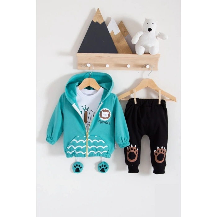 Lenaca Aslan Desenli 3lü Erkek Bebek Takımı