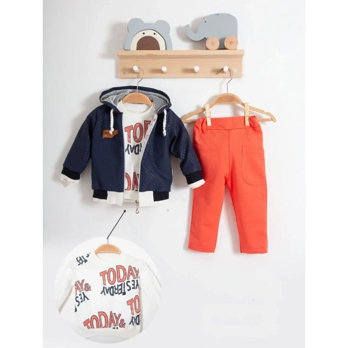 Lenaca Erkek Bebek Today Baskılı Yağmurluk 3lü Takım
