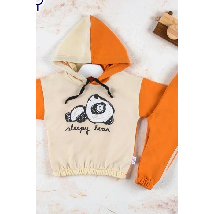 Lenaca Panda Desenli Kapişonlu Erkek Bebek Takımı