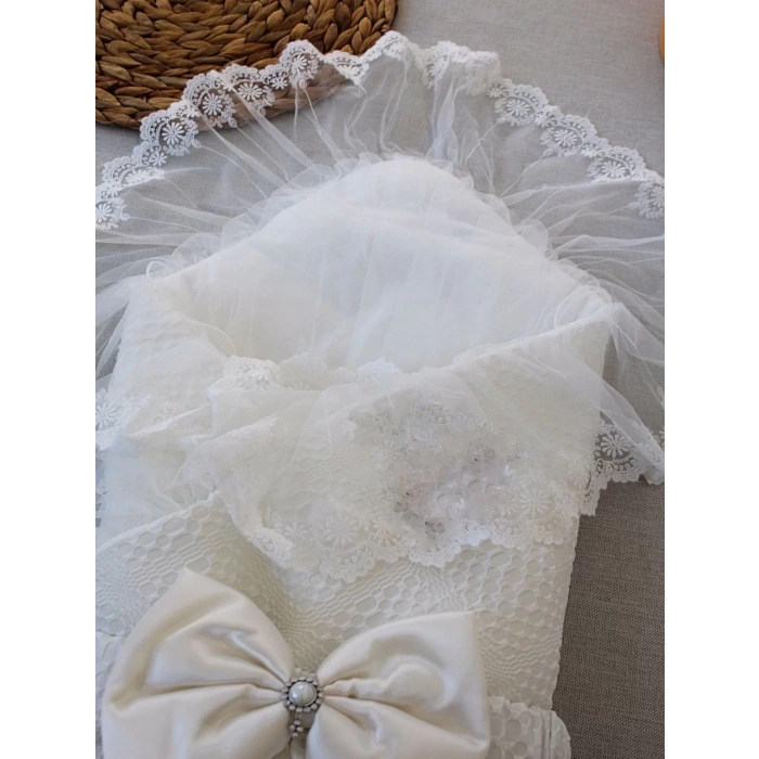 Lenaca Yenidoğan Erguvan Kenar Fistolu Kundak Bebek Battaniyesi