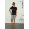 Erkek Çocuk Penye Şortlu Pijama Takım Siyah