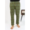 Erkek Ekoseli Desen Penye Tek Alt Pijama Haki