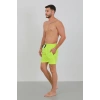 Erkek Fermuarlı Cepli Deniz Şortu Neon Yeşil