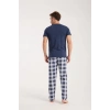Erkek Lacivert Düğmeli Yaka Kısa Kol Pijama Takımı