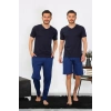 Erkek Penye 3lü Lacivert V Yaka Pijama Takımı