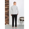 Erkek Penye Uzun Kol Pijama Takımı GRİ