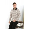 Erkek Polo Yaka Uzun Kol Penye Pijama Takımı Krem