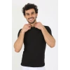 Erkek Sıfır Yaka Likralı Siyah T-Shirt