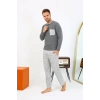 Erkek Uzun Kol Penye Antrasit Pijama Takımı