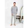 Erkek Uzun Kol Penye Gri Pijama Takımı