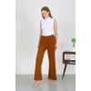 Kadın Bürümcük Kumaş Hafif-Esnek Pantolon 210074 Kahve