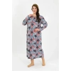 Kadın Büyük Beden Uzun Kol Somon Anne Gecelik