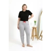 Kadın Pamuklu Büyük Beden Alt Pijama Gri