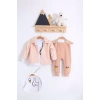 Lenaca Peluş Hırkalı 3 Lü Kız Bebek Takım