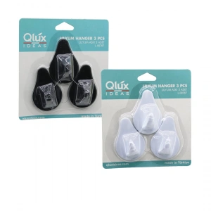 3pcs Lılyum Askı  Siyah - Beyaz Plastik   Yapışkanlı Montaj