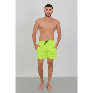 Erkek Fermuarlı Cepli Deniz Şortu Neon Yeşil
