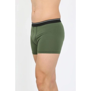 Erkek Pamuk Likralı Boxer Haki