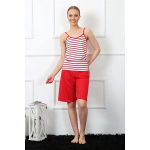 Kadın İp Askılı Kapri Takım Kırmızı