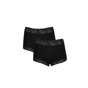 Kadın Pamuklu 2li Boxer Siyah