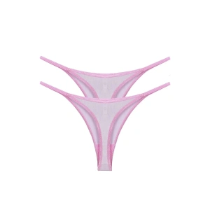 Kadın Pembe Transparan 2li Tanga Slip