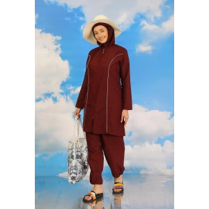 Kadın Tam Tesettür Bordo Mayo