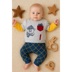 Lenaca Cep Bear Nakışlı % 100 Pamuklu 2li Erkek Takım