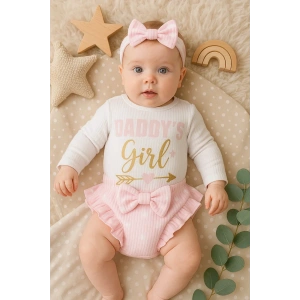 Lenaca Daddys Girl Bandanalı Kız Bebek Takımı
