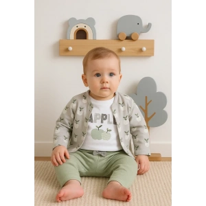 Lenaca Elma Desenli Ceketli 3lü Kız Bebek Takımı