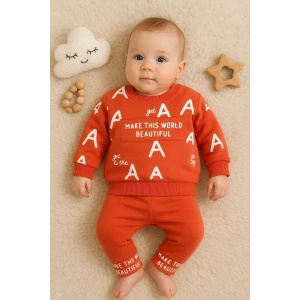 Lenaca Harf Baskılı 2li % 100 Pamuk Erkek Bebek Takımı