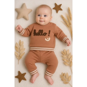 Lenaca Hello Nakışlı % 100 Pamuk 2li Erkek Bebek Takım