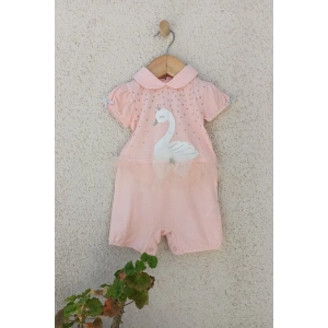 Lenaca Kuğu Desenli Kız Tulum 3-6-9 Ay