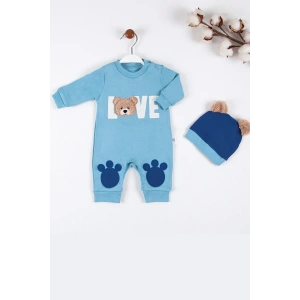 Lenaca Love Bear Nakışlı % 100 Pamuk Erkek Bebek Tulumu
