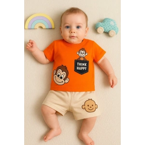 Lenaca Maymun Desenli 2li Erkek Bebek Takım