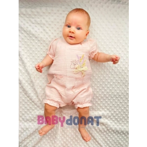 Lenaca Müslin Kumaş Çiçek Nakışlı Pamuklu Kız Bebek Tulum