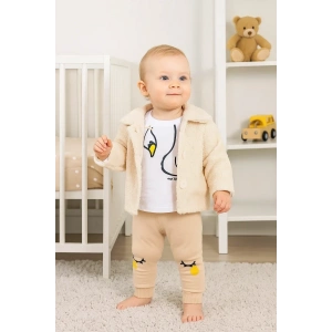 Lenaca Peluş Hırkalı 3 Lü Kız Bebek Takım