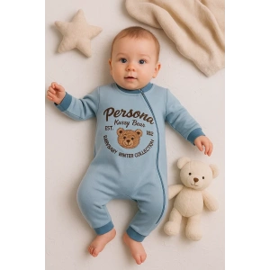 Lenaca Persona Bear Nakışlı % 100 Pamuk Erkek Bebek Tulum