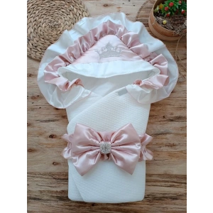 Lenaca Yenidoğan Mehtap Lüks Kelebek Taç Nakışlı Bebek Battaniyesi Kundak