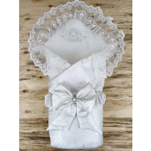 Lenaca Yenidoğan Pırıltı Taç Nakışlı İnci Delüks Kundak Bebek Battaniyesi