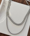 İkili Zincir Kolye Silver