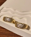 Geniş Taşlı Mini Halka Gold Küpe