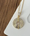 Halka Taşlı Gold Silver Kolye