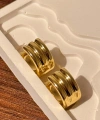 Kalın Üç Sıra Gold Mini Küpe
