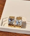 Gold Kare Taşlı Küpe