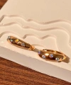 İnce Taşlı Mini Halka Rose Gold Küpe